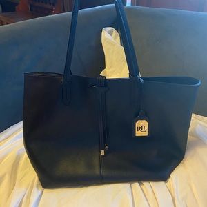 Black Ralph Lauren classic leather tote bag